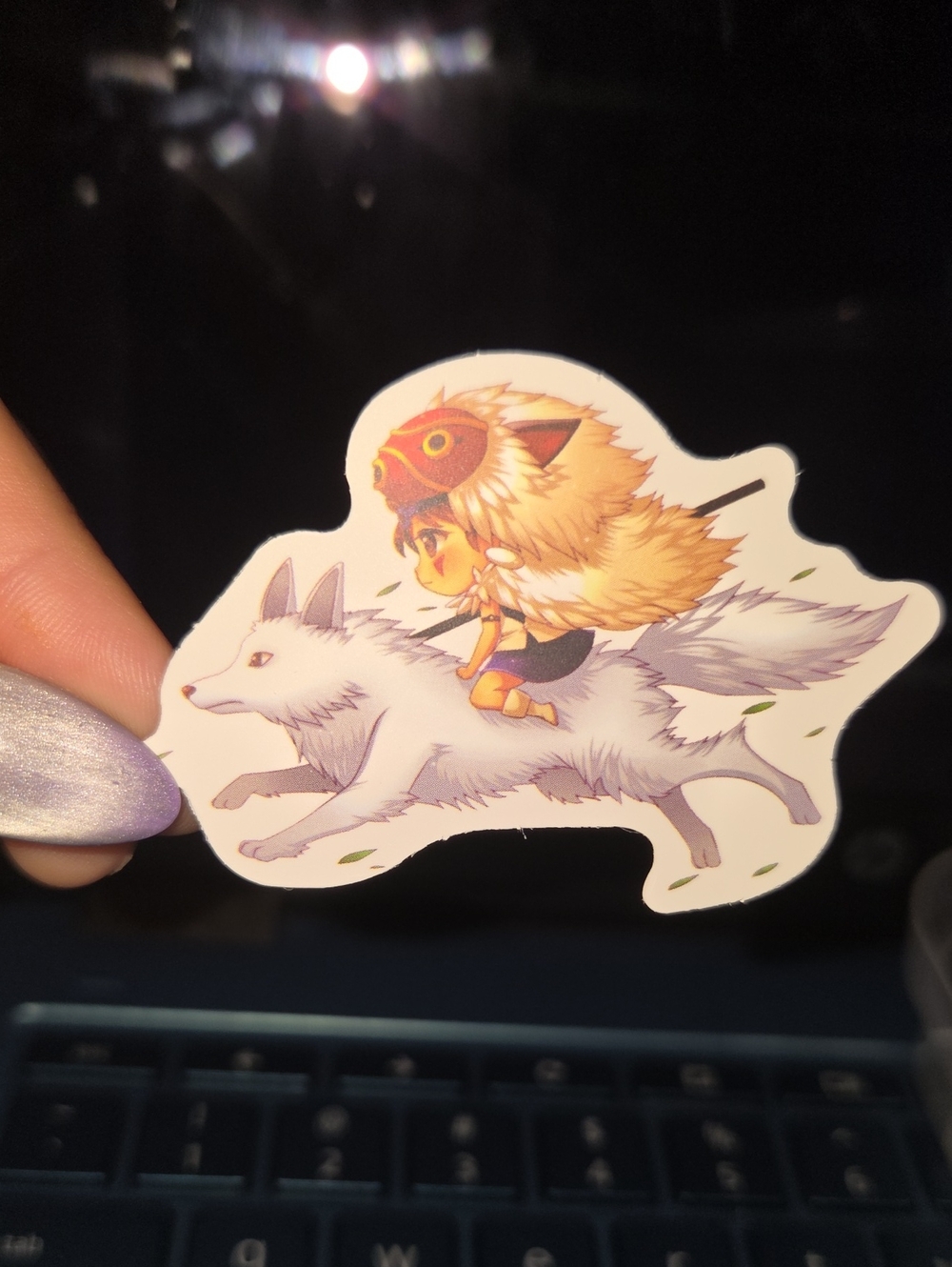 White & Cream Wolf Rider Small Pets Sticker — Unbranded